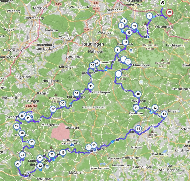 Schwäbische Alb mit dem Motorrad — 345 km, 2 Tage, 6 Albstiegen